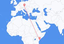 Flyg från Lamu, Kenya till Linz, Österrike