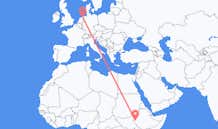 Flyrejser fra Gambela, Etiopien til Groningen, Holland