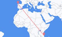 탄자니아 무트와라에서 출발해 스페인 라코루냐까지(으)로 가는 항공편