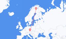 Voos de Linz, Áustria para Kolari, Finlândia