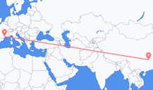 Flug frá Yueyang, Kína til Montpellier, Frakklandi
