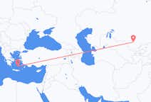 Flights from Turkistan to Santorini