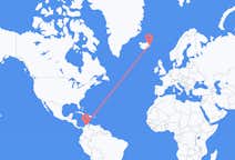 Flyreiser fra Barranquilla, Colombia til Egilsstaðir, Island