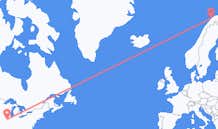 Flug frá Peoria, Bandaríkjunum til Tromsø, Noregi
