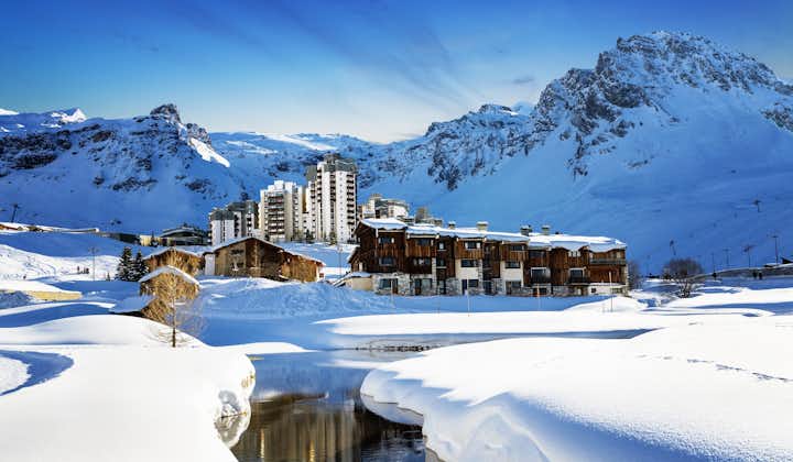 photo of landscape and ski resort Tignes in France.