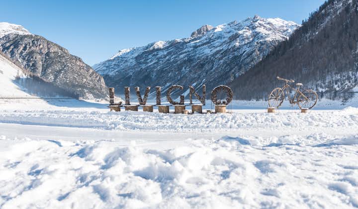 Photo of beautiful Livigno, Sign in Winter, Italy.