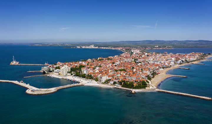 Aerial view to Pomorie city on the Bulgarian Black Sea coast