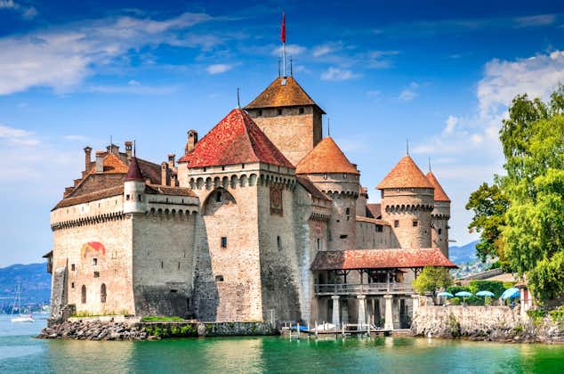 Photo of Chillon Castle, Switzerland. Montreaux, Lake Geneve, one of the most visited castle in Swiss, attracts more than 300,000 visitors every year.