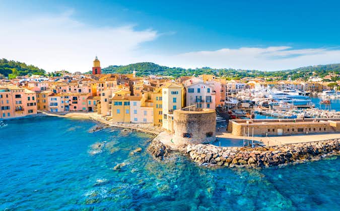 View of the city of Saint-Tropez, Provence, Cote d'Azur, a popular travel destination in Europe.
