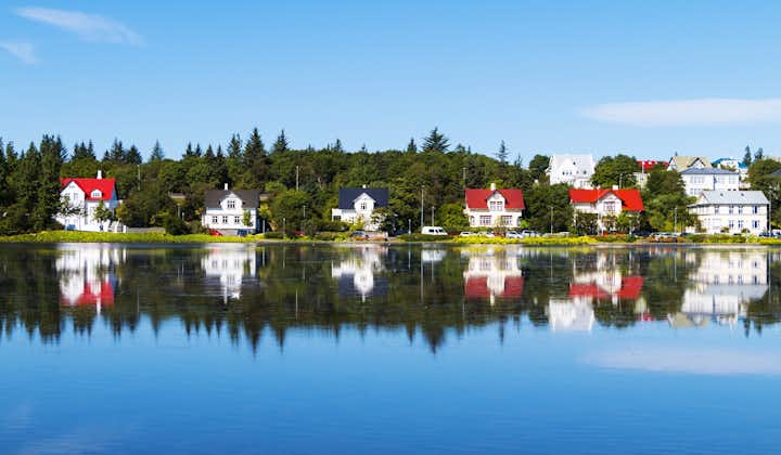 Photo of typical summer view of cityscape of Reykjavik, capital of Iceland.