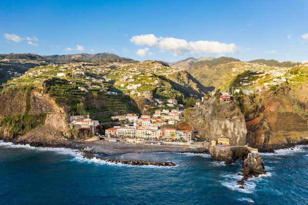 Aerial view of Ponta do sol village i. Madeira island.