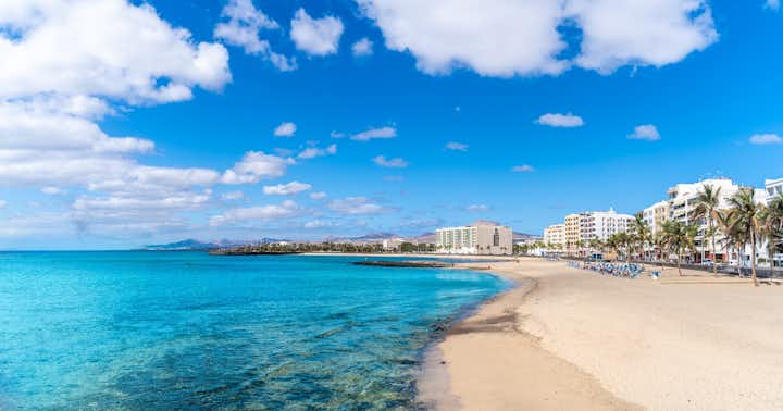 Photo of landscape with Playa del Reducto im Arrecife, capital of Lanzarote, Canary Islands, Spain.