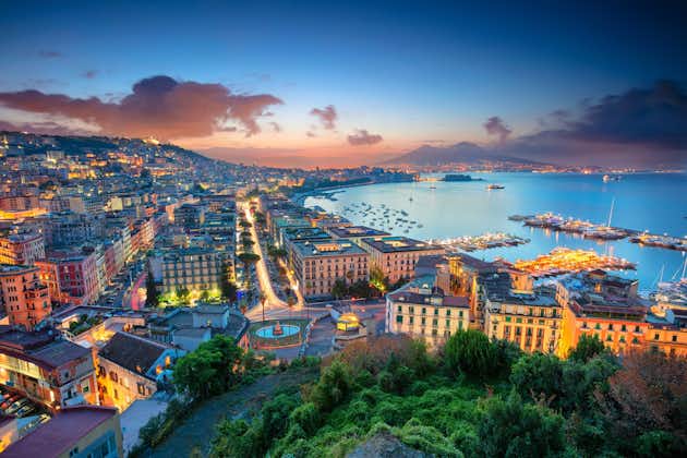 Twilight panorama of Naples in Italy