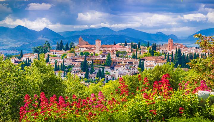 Photo of the Albaicin medieval district of Granada, Andalusia, Spain.