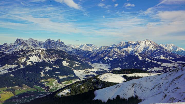 photo of the skyline in St. Johann in Tirol, Austria.