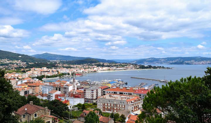 Photo of the town of Cangas in the Bay of Vigo, Galicia, Spain.