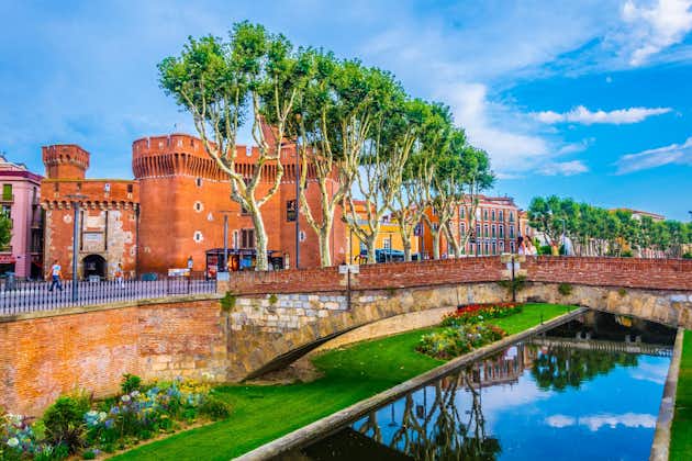 Photo of Castillet tower hosting a museum of history and culture in Perpignan, France.