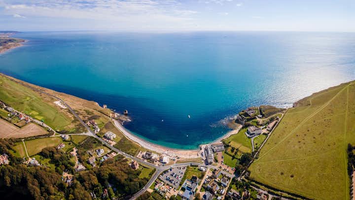 Photo of aerial panoramic view of Isle of WIght, UK.