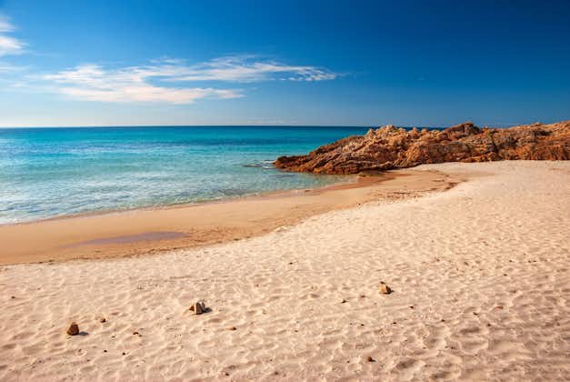 Photo of beach in Santa Margherita di Pula, Sardinia, Italy.