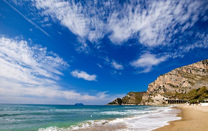 Stretches of sandy beach along the coast between Gaeta and Terracina, Lazio, Italy