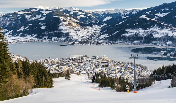Photo of sunny view of ski slope near Zell am See, Austria.