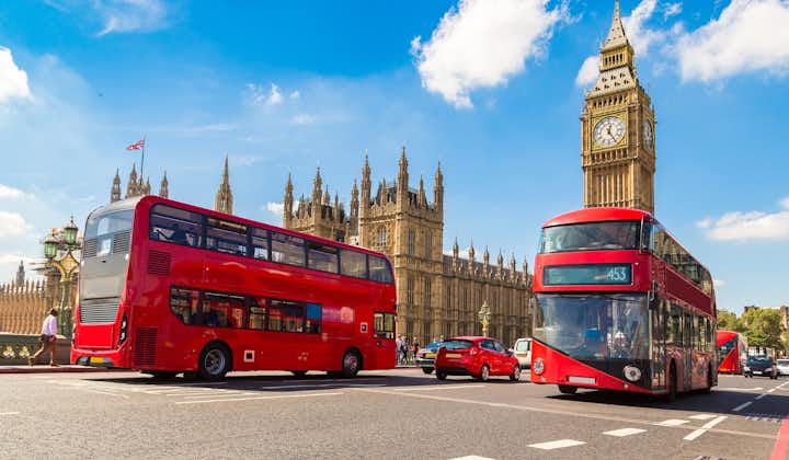 London icons: Double deck bus and Big Ben