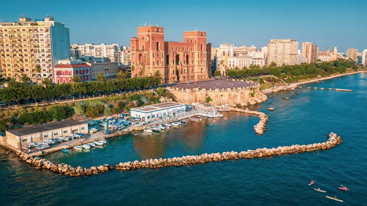 Governament Palace in the Center of Taranto, in the South of Italy and the waterfront of the city.