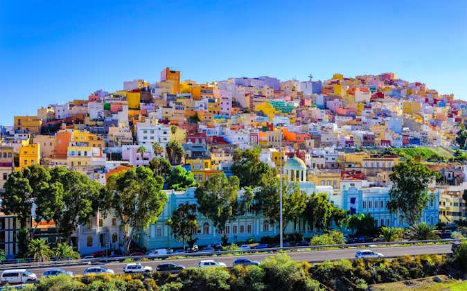 Photo of Gran Canaria many colorful houses in Ciudad alta, Las Palmas.