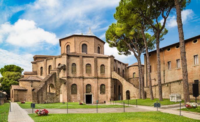 famous Basilica di San Vitale, one of the most important examples of early Christian Byzantine art in western Europe, in Ravenna, region of Emilia-Romagna, Italy
