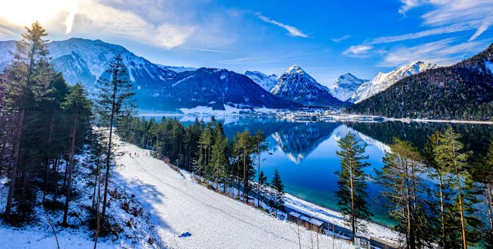 Photo of mountains at the village Perstisau in Austria in winter.