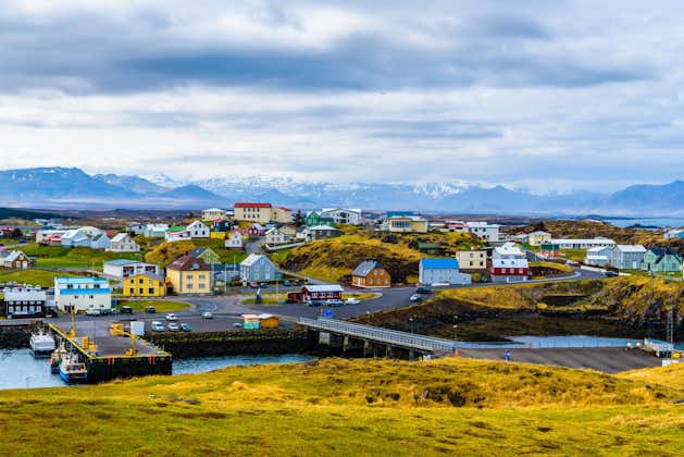 Photo of Stykkishólmur village in northwestern Iceland.