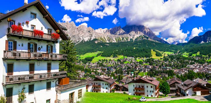 photo of view of Breathtaking nature of Italian Alps .Wonderful valley in Cortina d'Ampezzo - famous ski resort in northern Italy.