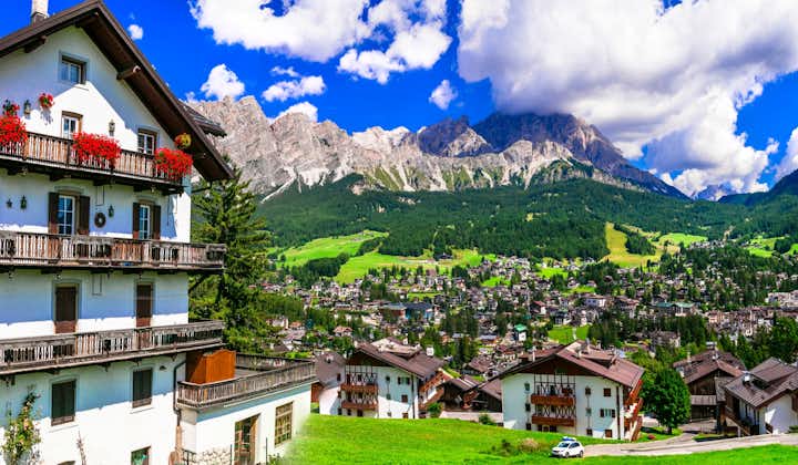 photo of view of Breathtaking nature of Italian Alps .Wonderful valley in Cortina d'Ampezzo - famous ski resort in northern Italy.