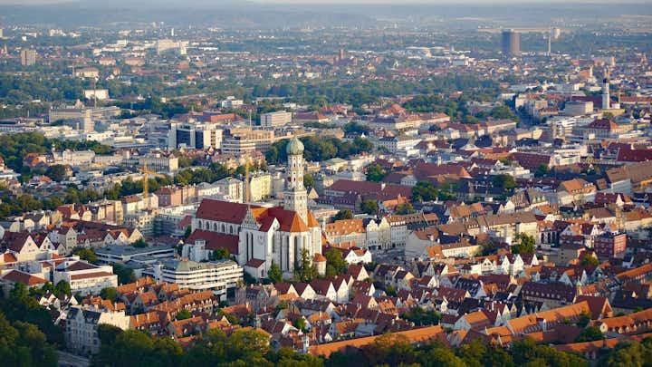 Aerial view, Downtown of Augsburg , Germany .