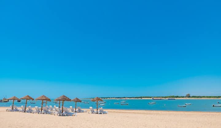 Photo of beautiful beach at Sanlucar de Barrameda in Spain.