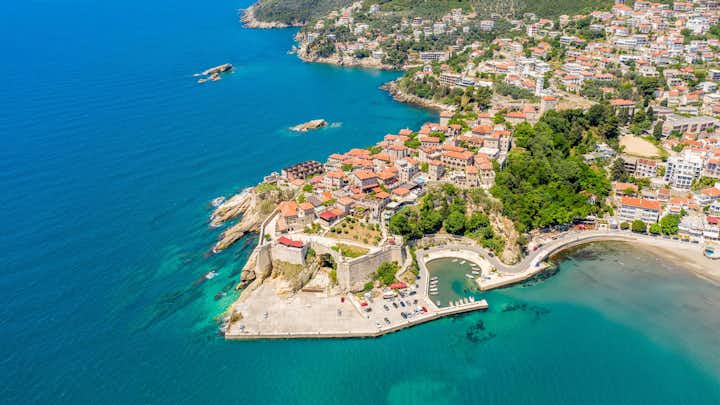 Aerial view of the old town Ulcinj,Montenegro.