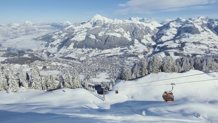 photo of Kitzbuehel Hahnenkamm in Winter in Austria Tyrol Ski Resort.