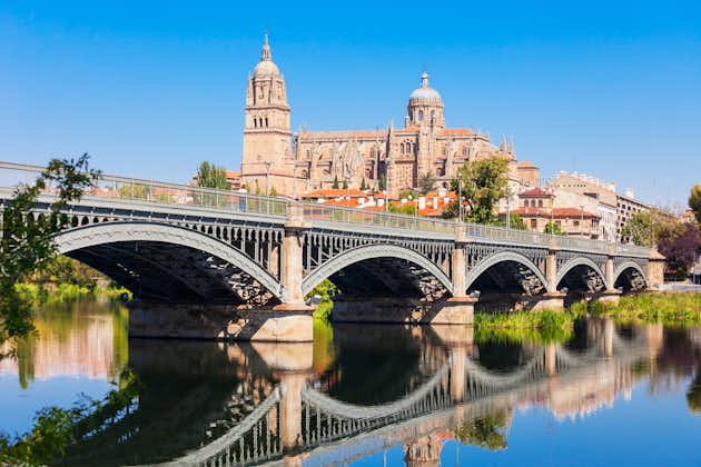 Photo of Cathedral, bridge over Tormes river, Salamanca, Castile and Leon, Spain, Europe