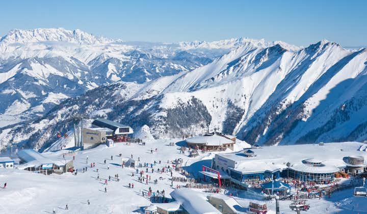 photo of an aerial view of ski resort of Kaprun, Kitzsteinhorn glacier. Austria.