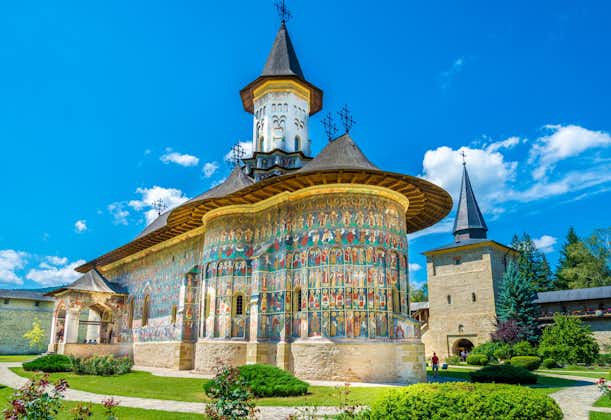 Sucevita orthodox painted church monastery protected by unesco heritage, Suceava town, Moldavia, Bucovina, Romania.