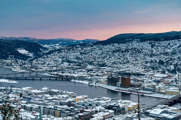 Sunset over Drammen, a town in the Buskerud province of Norway.