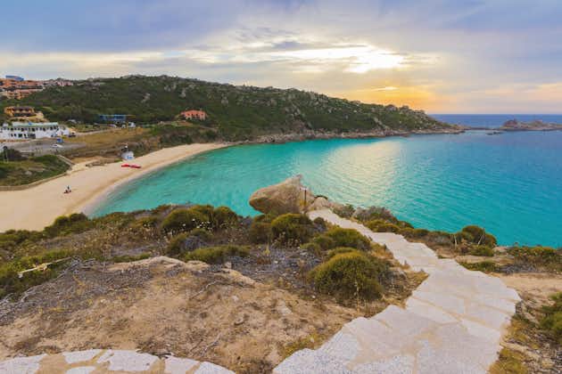 Photo of waterside and Rena Bianca beautiful beach in Santa Teresa Gallura, Sardinia Italy.