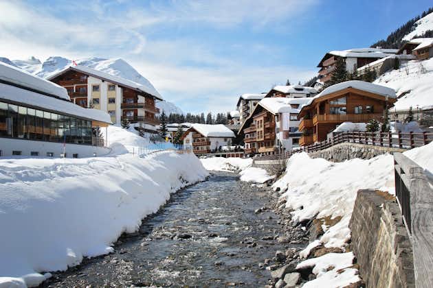 photo of Lech am Arlberg Village and River at Winter in Austria.