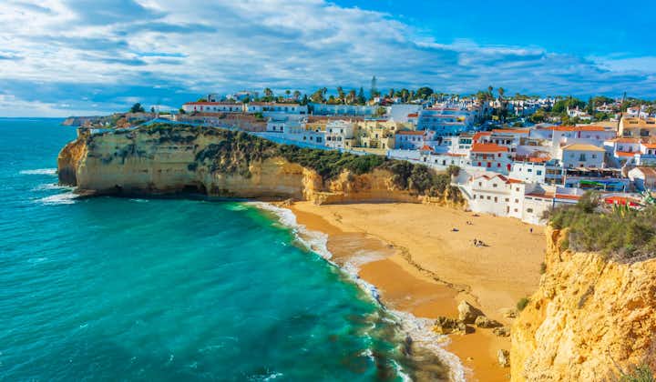 Photo of beautiful beach Faro District, Portugal.