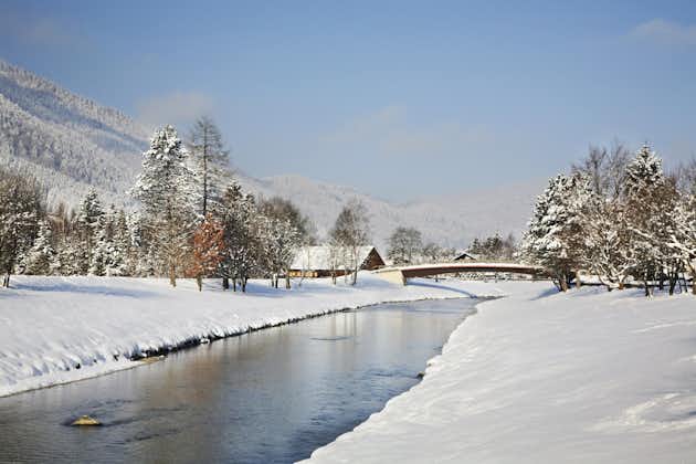 Photo of beautiful Oberammergau in winter covered with snow, Bavaria, Germany.