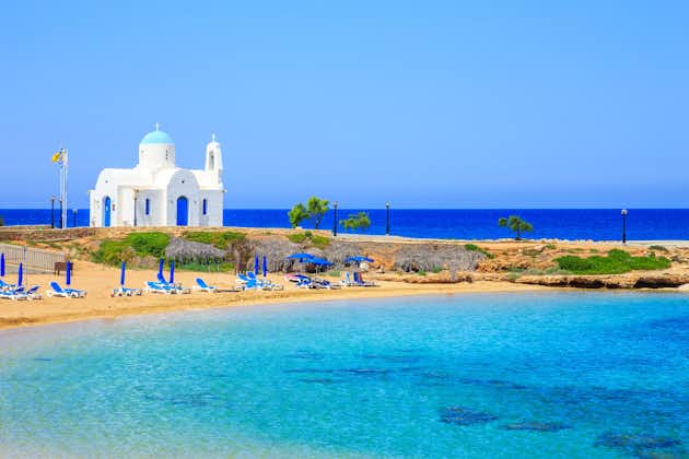 Photo of Cyprus shore, St Nicholaus church in Protaras, Cyprus.