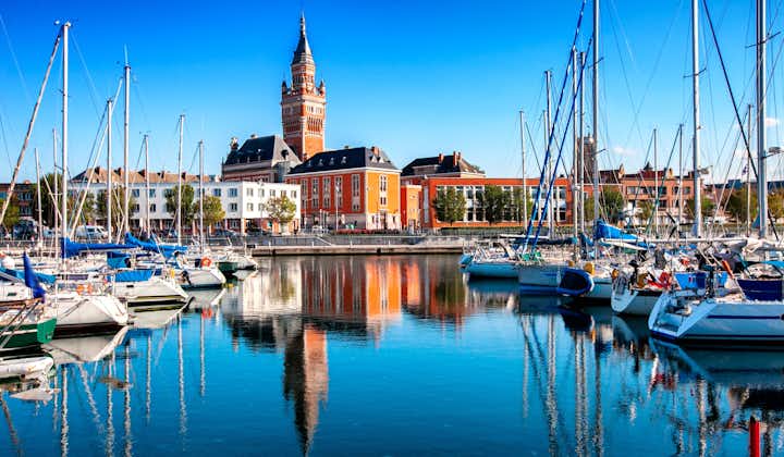 Photo of the historic city of Dunkirk, the Atlantic coast of the ocean, France.