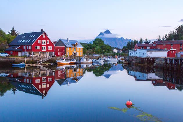 Photo of fishing village of Henningsvær Vågan Municipality in Nordland county, Lofoten islands, Norway.