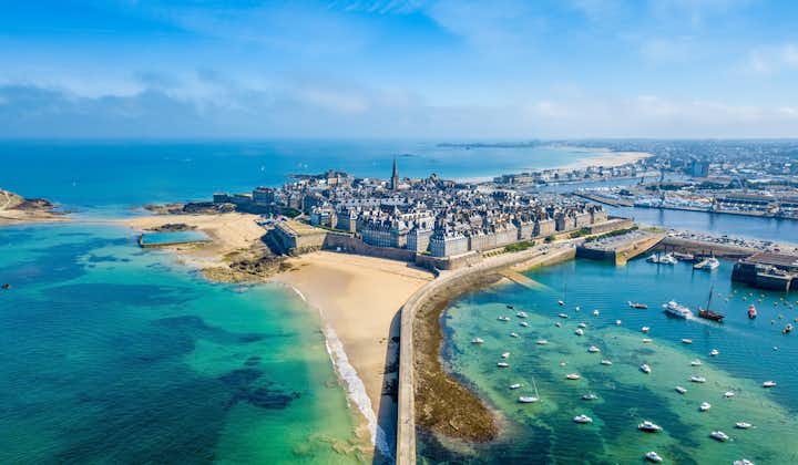Aerial view of the beautiful city of Privateers - Saint Malo in Brittany, France.