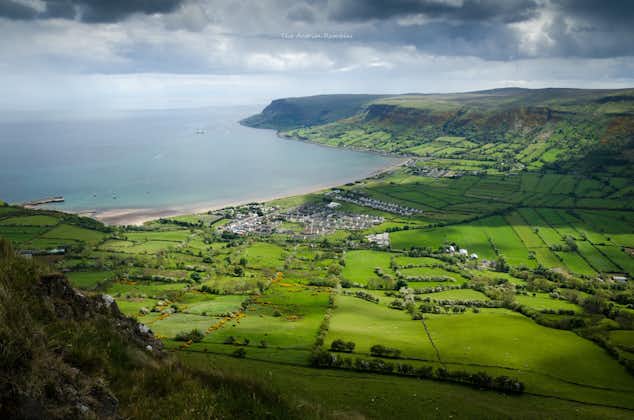 Photo of Waterfoot on the Antrim Coast of Northern Ireland from Lurigethan Mountain.